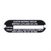 Austin Morris Chassis/Engine Plate 