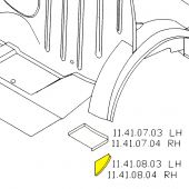 MCR11.41.08.03 LH filler segment for the rear wheel arch closing panel, inside the rear companion box.