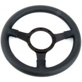 Classic Mini Moto-Lita 12" Dished Leather Steering Wheel with a Black Spoke