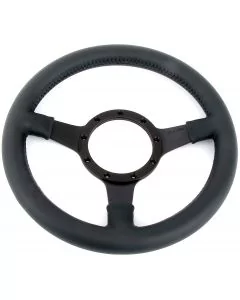 Classic Mini Moto-Lita 12" Dished Leather Steering Wheel with a Black Spoke