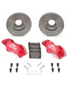 Paddy Hopkirk 8.4" Vented 4 pot Alloy Caliper Brake Conversion Road Kit - Red