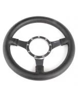 12" Moto-Lita Dished Black Leather Steering Wheel with Polished Spokes
