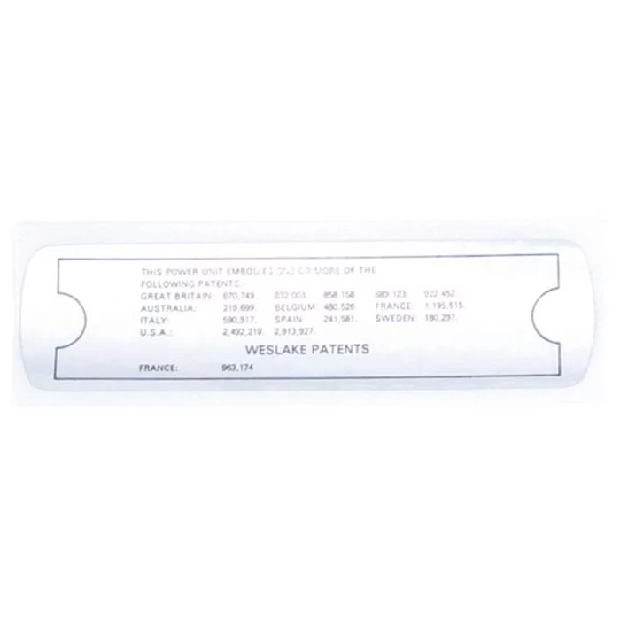 WESLAKE Patents Sticker 