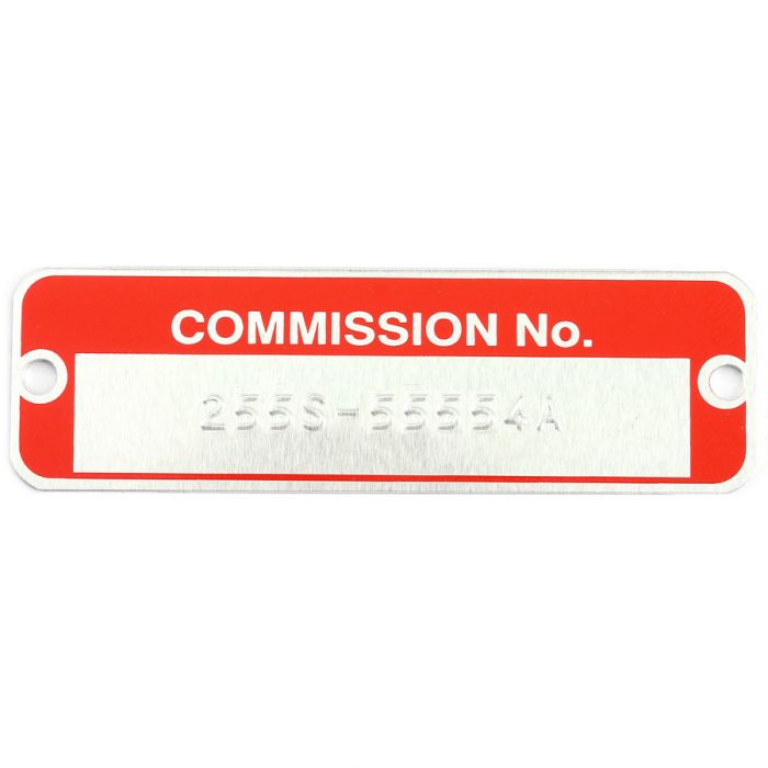 LMG1018S Red commission plate, specially reverse stamped to your Minis commission number, perfect for restoration projects.