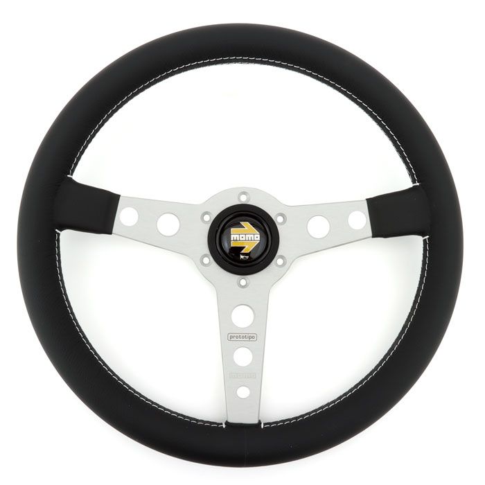 Momo Prototipo Dished Steering Wheel - Black with Silver
