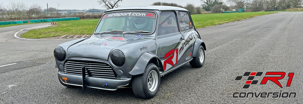 Mini with R1 Engine Conversion on track.