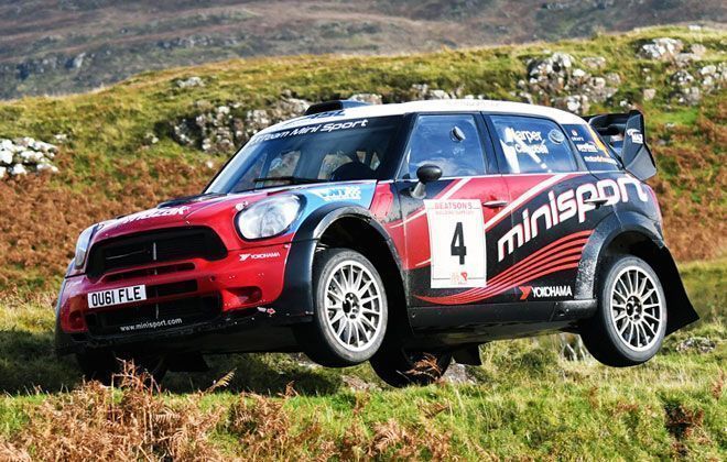 Team Mini Sport's JCW MINI WRC in action at Mull Rally 2019